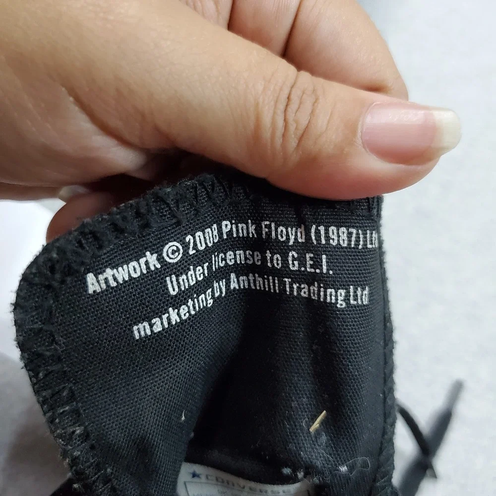 Converse Women Shoes 8 Black Pink Floyd Dark Side of the Moon High Top Y2K READ